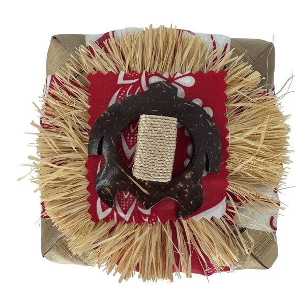 Hawaiian Handmade Natural Fiber Woven Lidded 2 PC Box Set Tiki Island Gift Boxes - Picture 4 of 13